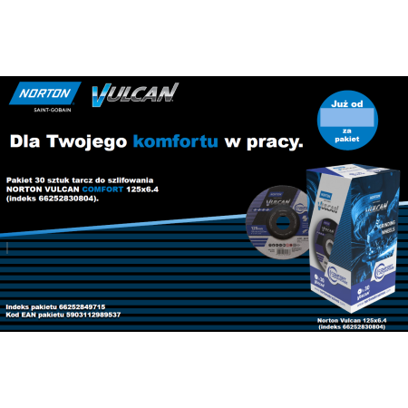 Norton Tarcza Do Szlifowania Vulcan 125Mm X 6,4Mm A30S Do Metalu  /30Szt.