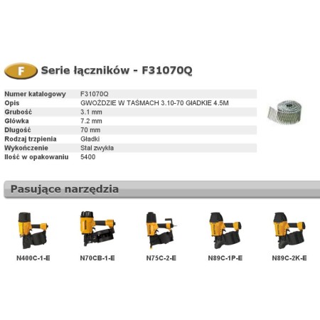 Bostitch Gwoździe F 3,10 X 70Mm 5400Szt. F31070Q