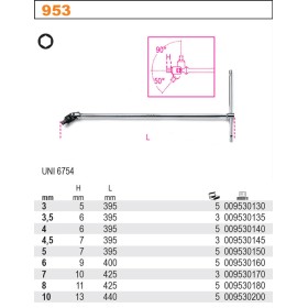 Beta Klucz Trzpieniowy T Przegubowy  4Mm