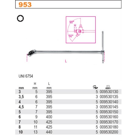 Beta Klucz Trzpieniowy T Przegubowy  4Mm