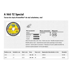 Klingspor Tarcza Cięcia Do Metalu 125Mm X 1,0Mm X 22,2Mm  A960 Tz Special 25 + 5 Szt.