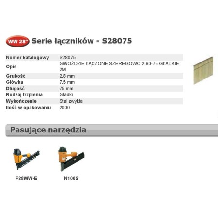 Bostitch Gwoździe Ww 28` 2,8 X 75Mm S28075 2000 Szt.