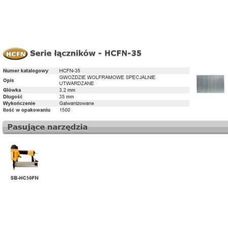 Bostitch Gwoździe Hcfn 0` 35Mm 1500 Szt.