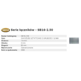 Bostitch Gwoździe Sb16 0` 65Mm 2500 Szt.