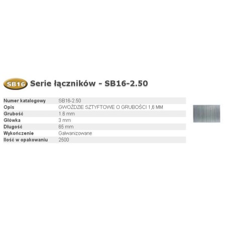 Bostitch Gwoździe Sb16 0` 65Mm 2500 Szt.