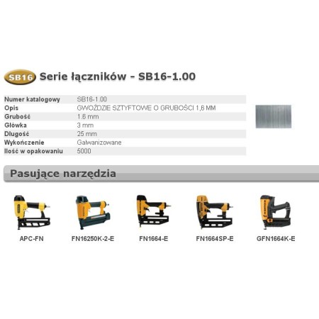 Bostitch Gwoździe Sb16 0` 25Mm 5000 Szt.