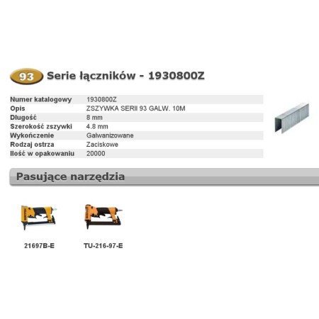 Bostitch Zszywki 93  8Mm 20 000 Szt.