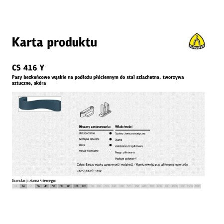 Klingspor Pasy Bezkońcowe Do Cykliniarki 200Mm X 750Mm Gr.120 Cs416Y /10 Szt.