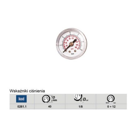 Adler Manometr-Wskażnik 0-12Bar 40-1/8"