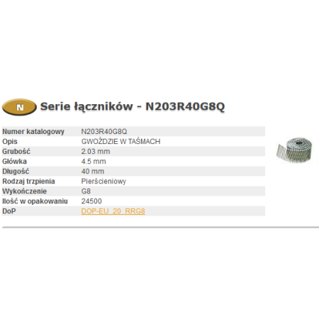 BOSTITCH GWOŹDZIE N55  2,03-40 R GAL8 Q