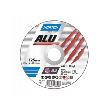 Norton Tarcza Vulcan Do Aluminium 125Mm X 1.6Mm X 22.2Mm -T41  A46Q