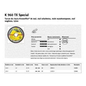 Klingspor Tarcza Do Cięcia Metalu 125Mm X 1,0Mm X 22,2  K960Tx Special