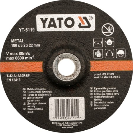Yato D Tarcza Do Metalu Wypukła 230X3,2Mm   6120