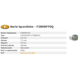 Bostitch Gwoździe Fac 2,80-70 Spira Q 6M