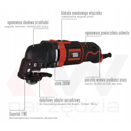 BLACK+DECKER NARZĘDZIE WIELOFUNKCYJNE 300W WALIZKA MT300KA