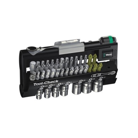 WERA TOOL-CHECK ZESTAW NASADEK + BITY + GRZECHOTKA  + UCHWYT RAPIDATOR 28 elem. 1/4"