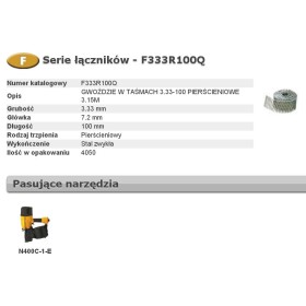 BOSTITCH GWOŹDZIE F 3,33 x 100mm RING 4050szt. F333R100Q