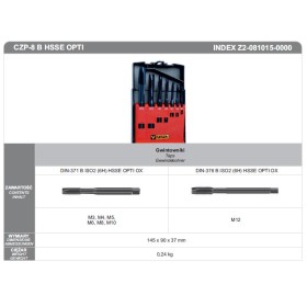 FANAR ZESTAW GWINTOWNIKÓW MSZYNOWYCH M3-M12 CZP-8 B HSSE OPTI M3-M12