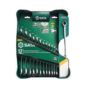 SATA KLUCZE PŁASKO-OCZKOWE Z PODWÓJNĄ GRZECHOTKĄ KOMPLET 13 elem.+ KLUCZ  X-BEAM