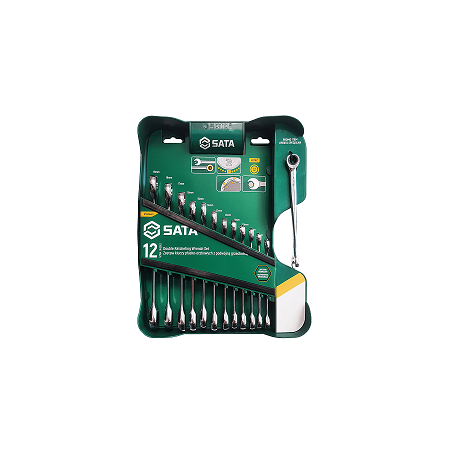 SATA KLUCZE PŁASKO-OCZKOWE Z PODWÓJNĄ GRZECHOTKĄ KOMPLET 13 elem.+ KLUCZ  X-BEAM