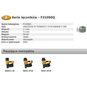 BOSTITCH GWOŹDZIE F 3,10 x 90mm 4050szt. F31090Q