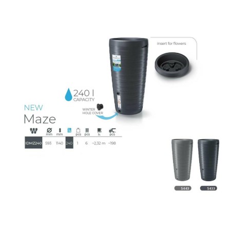 PROSPERPLAST POJEMNIK NA DESZCZÓWKĘ 240L SZARY MAZE