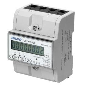 ORNO 3-fazowy licznik energii elektrycznej, 80A, MID, 3 moduły, DIN TH-35mm