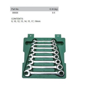 SATA KLUCZE PŁASKO-OCZKOWE GRZECHOTKĄ ZESTAW 8 szt.