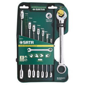 KLUCZE PŁASKO-OCZKOWE 8szt.Z PODWÓJNĄ GRZECHOTKĄ