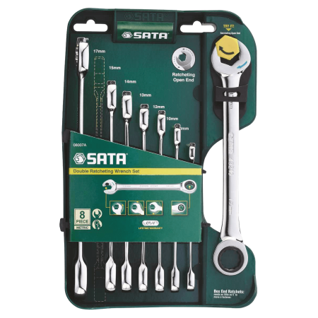 KLUCZE PŁASKO-OCZKOWE 8szt.Z PODWÓJNĄ GRZECHOTKĄ