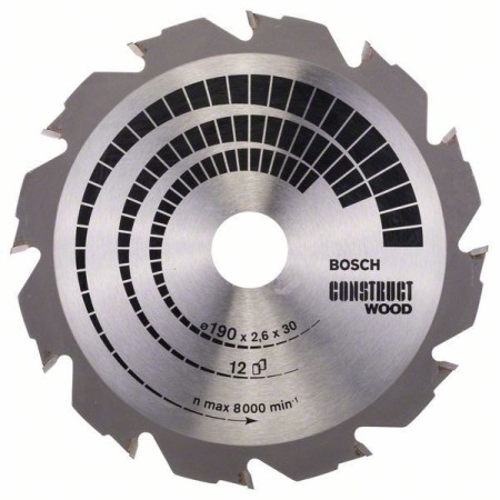 Tarcza pilarska Construct Wood Bosch 190 x 30 x 2,6 mm, 12