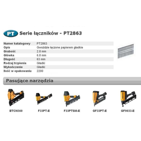 BOSTITCH GWOŹDZIE PT 33` 2,8 x 63mm 2200 szt.