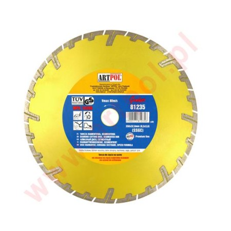 TARCZA DIAMENTOWA 350 x 32/25,4/22,2m SEGMENTOWA SZYBKIE I GŁĘBOKIE CIĘCIE /AR