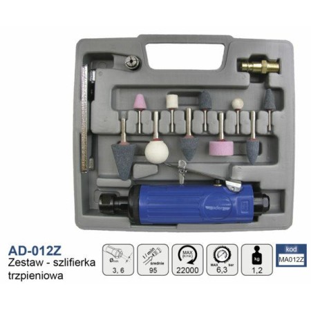 ADLER SZLIFIERKA PROSTA PNEUMATYCZNA + AKCESORIA