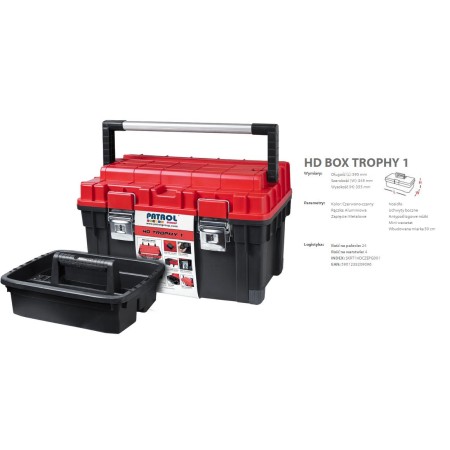 PATROL SKRZYNKA  NARZĘDZIOWA HD TROPHY 1, CZARNO-CZERWONA, 60x35x35cm