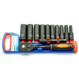 ADLER ZESTAW 1/2" GRZECHOTKA+NASADKI UDAROWE DŁUGIE 12szt.