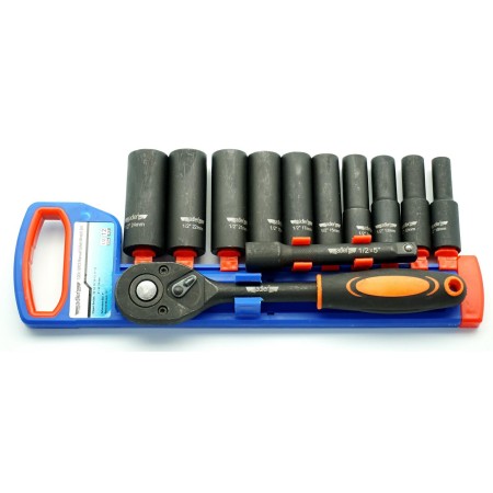 ADLER ZESTAW 1/2" GRZECHOTKA+NASADKI UDAROWE DŁUGIE 12szt.