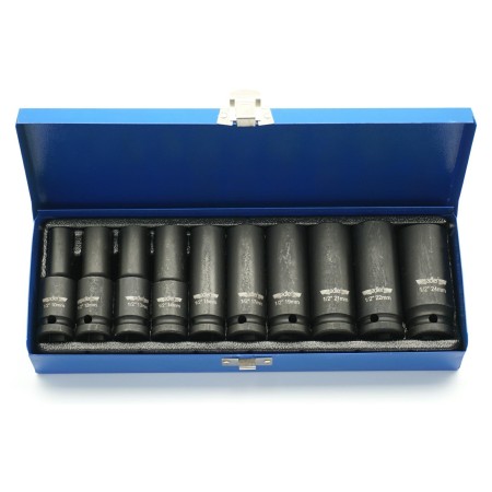 ADLER ZESTAW NASADEK DŁUGICH 1/2" 10szt. KUFER METALOWY