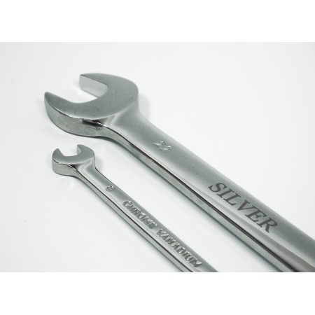 ZESTAW KLUCZY PŁASKO-OCZKOWYCH Z GRZECHOTKĄ SILVER  /8szt.