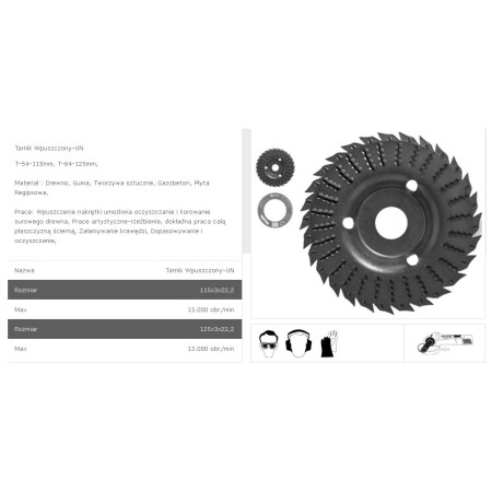 TARPOL TARNIK WPUSZCZONY  FI   125mm x 3 x 22,2mm, UNIWERSALNY  T-64