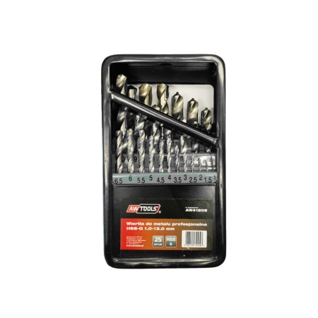 AWTOOLS WIERTŁA DO METALU HSS-G KOMPLET 25elem. /1,0-13,0mm