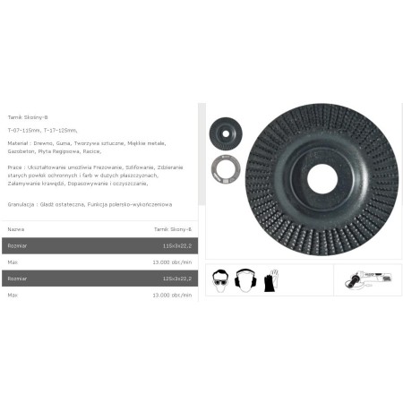 TARPOL TARNIK SKOŚNY FI   125mm x 3 x 22,2mm, GŁADŹ OSTATECZNA  T-17