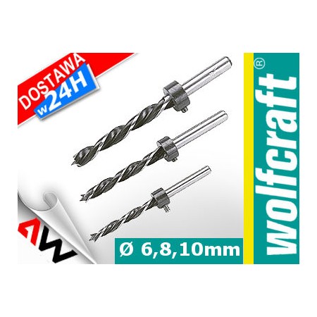 WOLFCRAFT ZESTAW WIERTEŁ DO POŁĄCZEŃ KOŁKOWYCH 6,8,10mm + OGRANICZNIKI