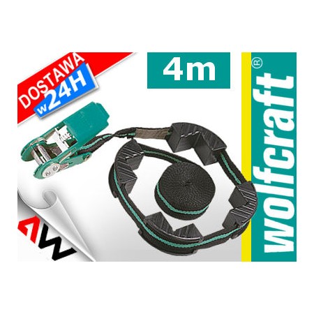 WOLFCRAFT ZACISK TAŚMOWY Z GRZECHOTKĄ, 400cm + 4 SZCZĘKI