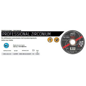 INCOFLEX TARCZA DO METALU  400 x 4,0 x 32mm PROFESIONAL ZIRCONIUM DO STALI WYSOKOSTOP./ŻELIW/STALIW