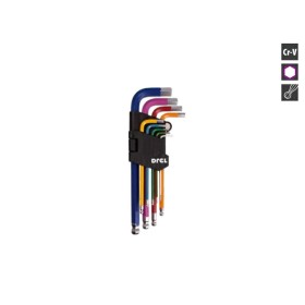 DREL KLUCZE IMBUSOWE / HEX 1,5-10mm 9szt. KULA DŁUGIE KOLOROWE
