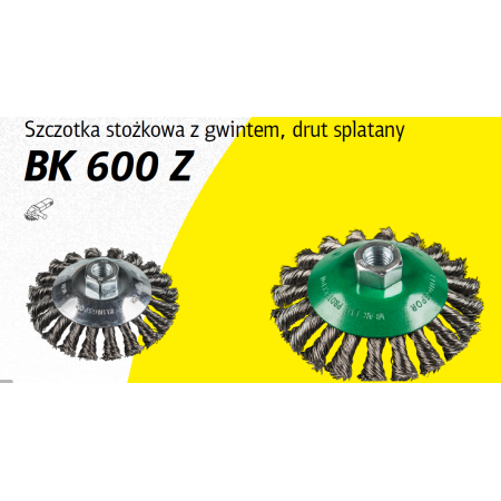 K.SZCZOTKA STOŻKOWA 100mm M14 BK600Z DRUT SKRĘCANY