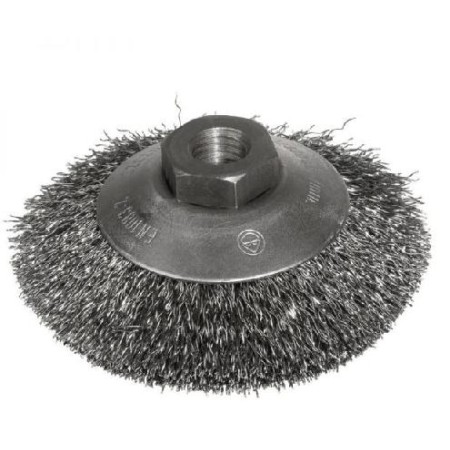 SZCZOTKA STOŻKOWA FALISTA Fi 120mm GWINT M14