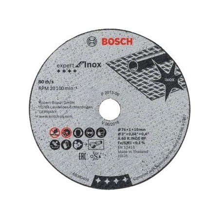 BOSCH TARCZA MET.  76mm x 1,0mm x 10mm INOX EXPERT