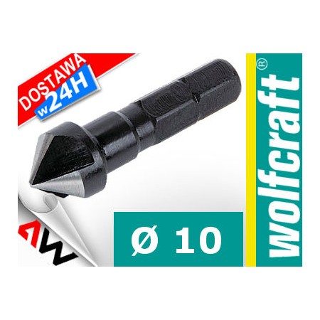 WOLFCRAFT FAZOWNIK/POGŁĘBIACZ STOŻKOWY 10mm HSS UCHWYT 6-KĄTNY